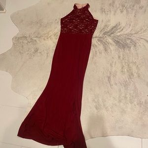 Floor length maroon dress